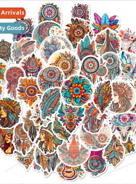 50 bohemian stickers retro exotic classical PVC luggage note