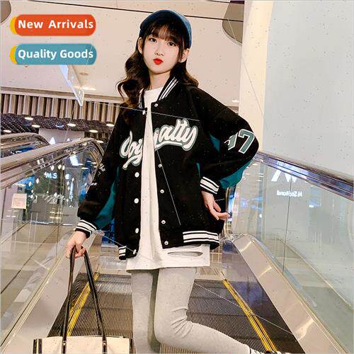 Girls casual jacket fall fashion baseball uni适用m middle an