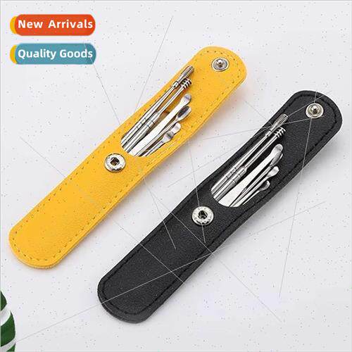 Leatherette model ear scooper 6-piece ear scooper cleaning e