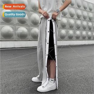 buckle sports pants New straight row men casual summer
