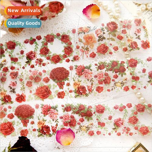 Plant a piece of rose series PET tape fresh flowers diy hand