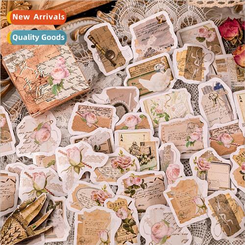 Roses 适用 You Box Stickers Vintage Floral Letter Handbook V