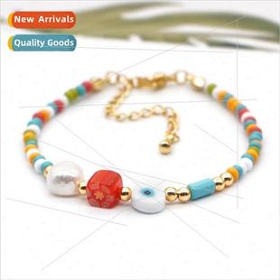 rice beads eyes Bohemian niche rainbow jewelry natur beach