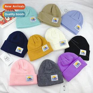 childrens ice cap fashion knitted the color Korean cream