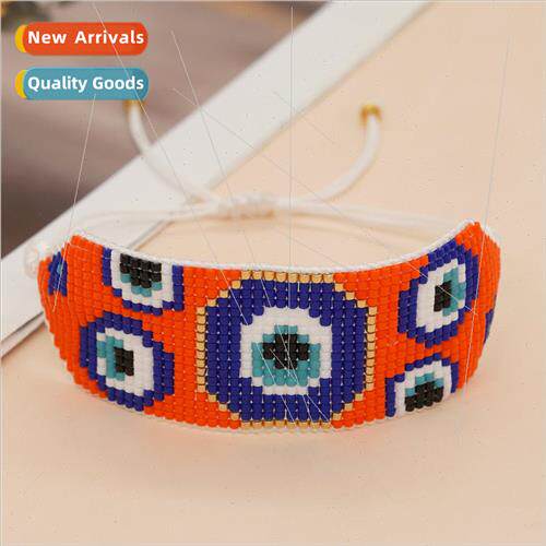 Personalized Ethnic Style Orange Rice Beads Handmade Knitted