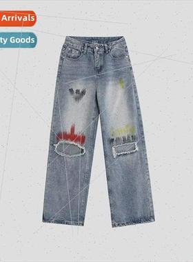 2023 straight leg lazy high waist youth popular summer washe