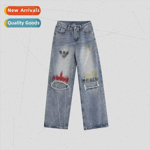 2023 straight leg lazy high waist youth popular summer washe