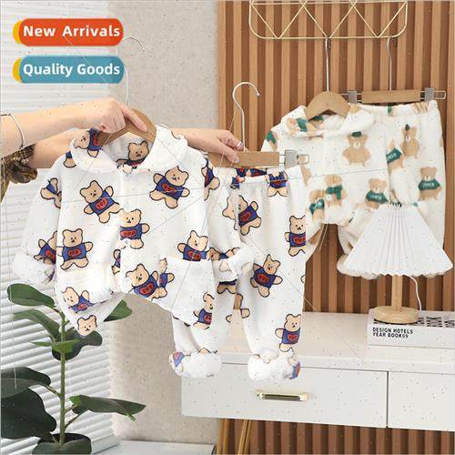 Baby pajamas winter facecloth velvet thick coral velvet chil