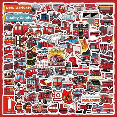 100 fire truck stickers cartoon cute fire police sprinkler s
