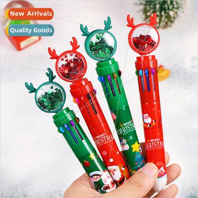 Christmas sequins ten color pen students cartoon 10 colors c