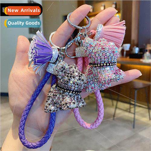Korea cartoon full diamond pitbull keychain cute men and wom