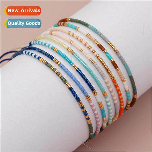 New niche minimalist design bohemian  colorful rice beads ha