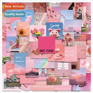 50 pink girl heart beautiful scenery stickers suitcase water