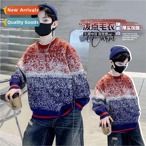 Boys sweater pullover winter 2023 new thickened middle and l
