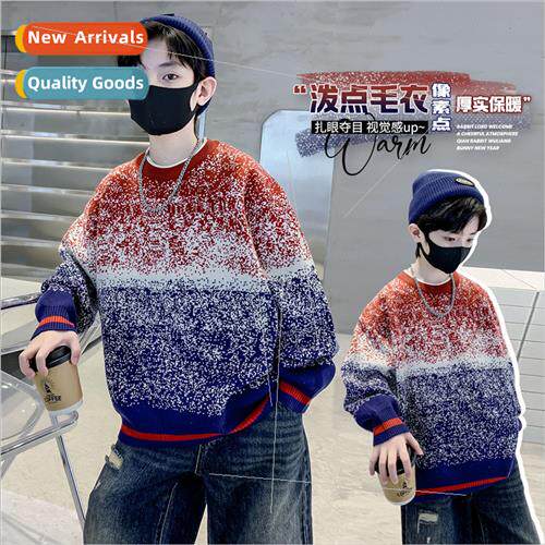 Boys sweater pullover winter 2023 new thickened middle and l