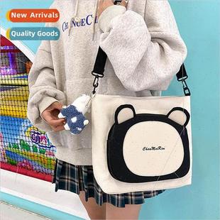 Korean canvas bear cute ins new female bag capacity Large