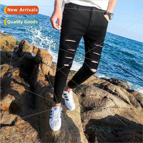 New seasonal  retro color Korean jeans Slim nine-minute pant