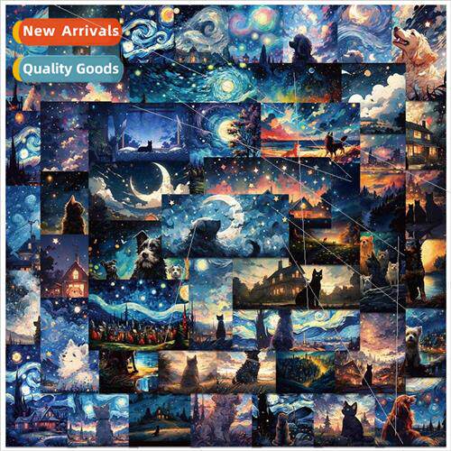 50 Van Gogh art starry sky moon moon night cartoon graffiti