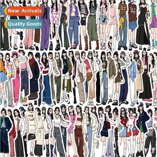 Girl Wear Doodle DIY Mocha Stickers Handbook Personalized