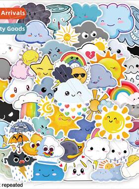 50 cute weather expression cartoon stickers water cup windsh