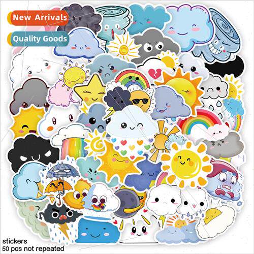 50 cute weather expression cartoon stickers water cup windsh