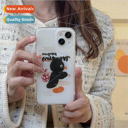 Quirky cute cartoon penguin magnetic stand 适用 iPhone 14 Ap