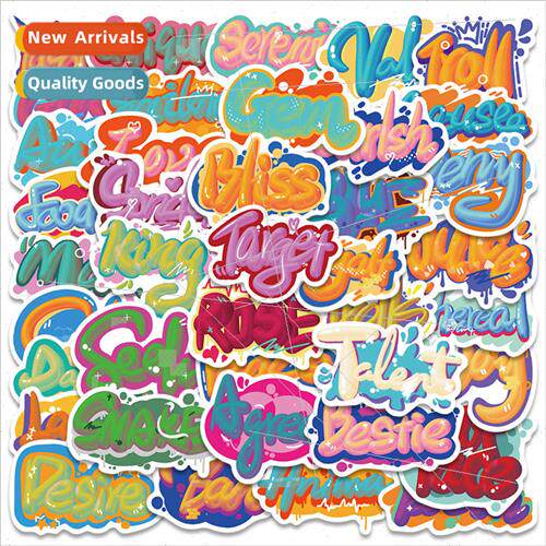 40 colorful 3D English graffiti stickers luggage laptop cell