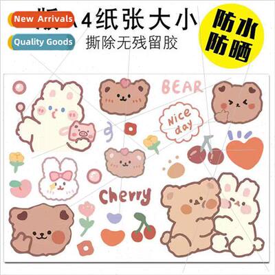 Bear rabbit car scratches cartoon stickers cute helmet gas c