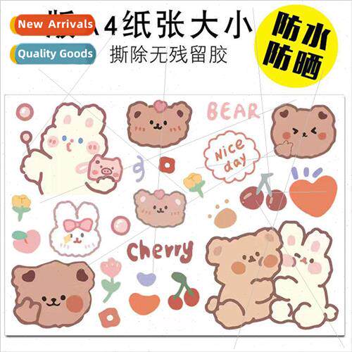 Bear rabbit car scratches cartoon stickers cute helmet gas c