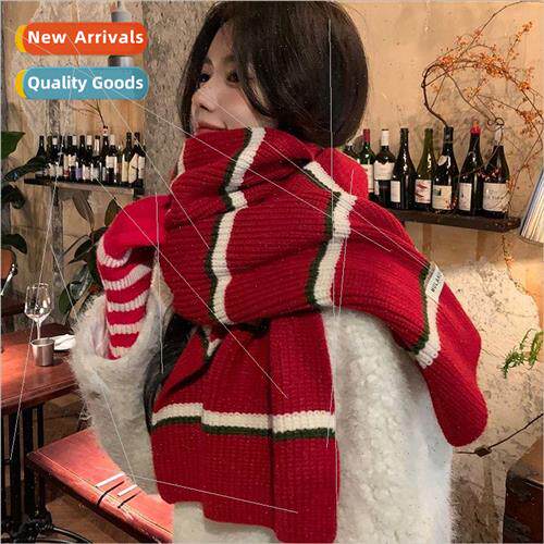 Scarf female winter Korean  of the knitted wool red New Year
