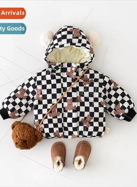 Baby cotton jacket padded winter baby checkerboard checkerbo