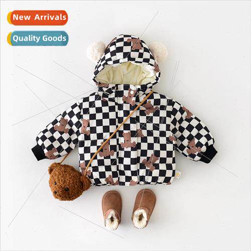 Baby cotton jacket padded winter baby checkerboard checkerbo