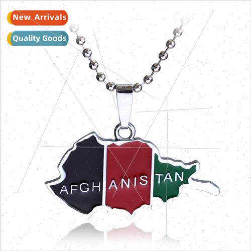 Popular Jewelry Afghanistan Map Necklace Alloy Oil Drip Pend