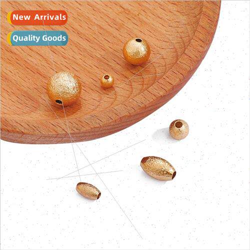 18K gold frosted positioning beads string beads oval spacer