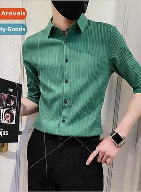 Summer mens shirts short-sleeved ins hipster gangster handso