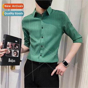 Summer mens shirts short-sleeved ins hipster gangster handso