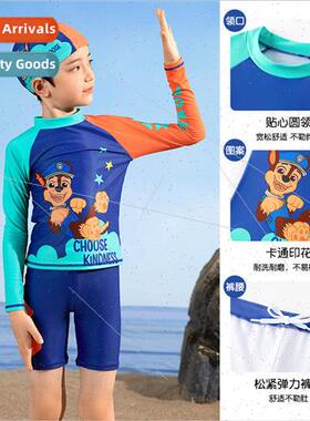 Woofers Kids Long Sleeve Split Swimsuit with Swim Cap 3 Piec