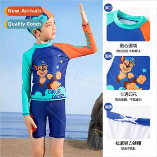 Woofers Kids Long Sleeve Split Swimsuit with Swim Cap 3 Piec
