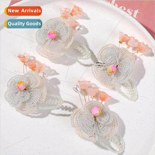 Ancient  light luxury peach jade bell orchid flowers diy han
