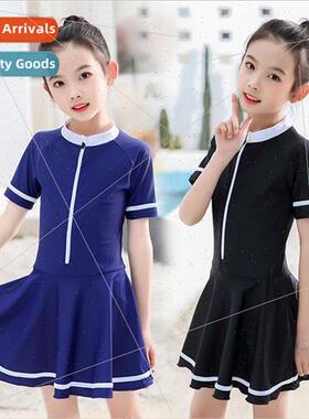 2022 new childrens swimsuit girls princess solid color big b