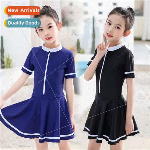 2022 new childrens swimsuit girls princess solid color big b