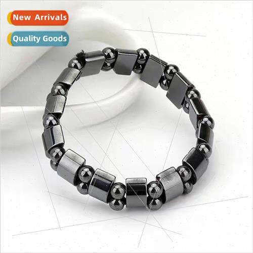 Black Round Bracelet Half Moon Clip Round Beads Beaded Brace
