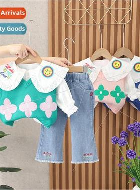 Girls spring and autumn new cute sweater knitted vest shirt