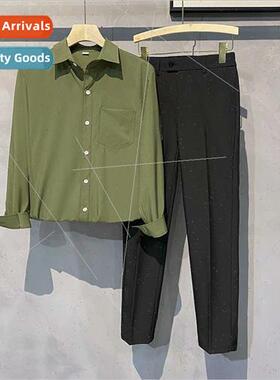 Non-iron internal take ice silk shirt mens long-sleeved drap