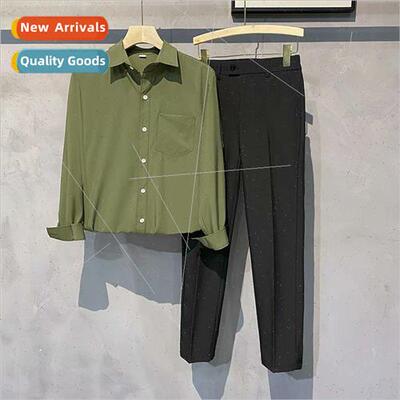 Non-iron internal take ice silk shirt mens long-sleeved drap