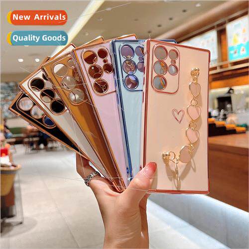 适用 Samsung S24Ultra case S23FE plating small love bracelet
