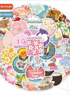 60 Coconut girl fresh letters graffiti decoration scooter gu