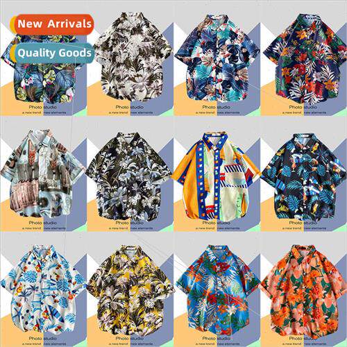 2022 Hawaiian flower shirt men and women Hong Kong  chic ret