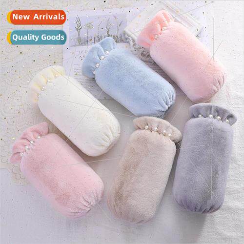 Winter thickened solid color pearl long section plush sleeve