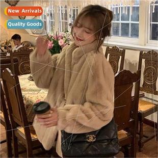 2022 fall and winter new lamb wool coat female collar imitat